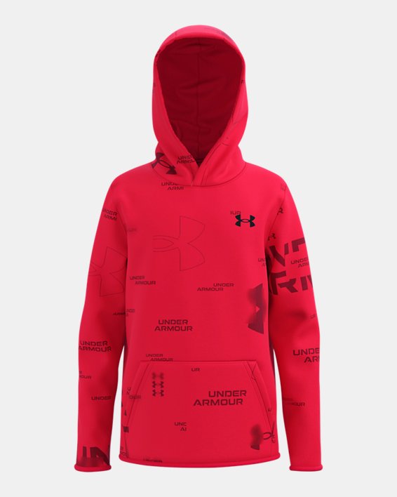 Boys' Armour Fleece® Printed Hoodie, Red, pdpMainDesktop image number 0